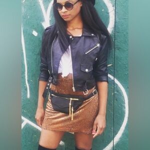 Brown Textured Women's Skirt